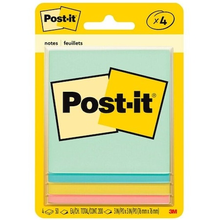 3M Commercial Notes, Post-It, 3X3, 4 Pack MMM5401